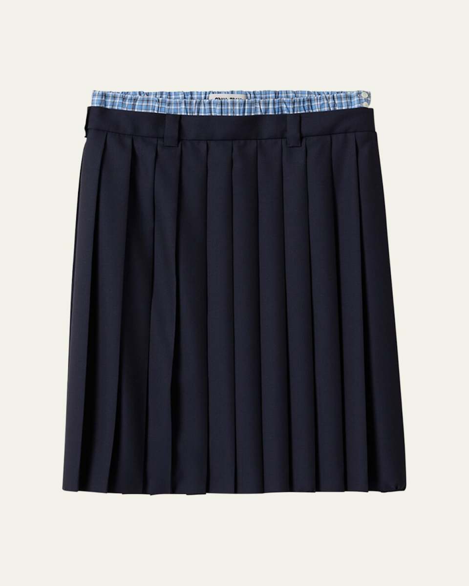 Double-Waist Pleated Skirt